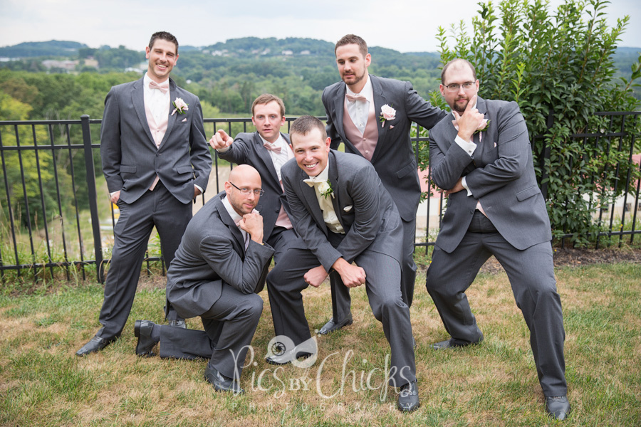fun guys wedding pose