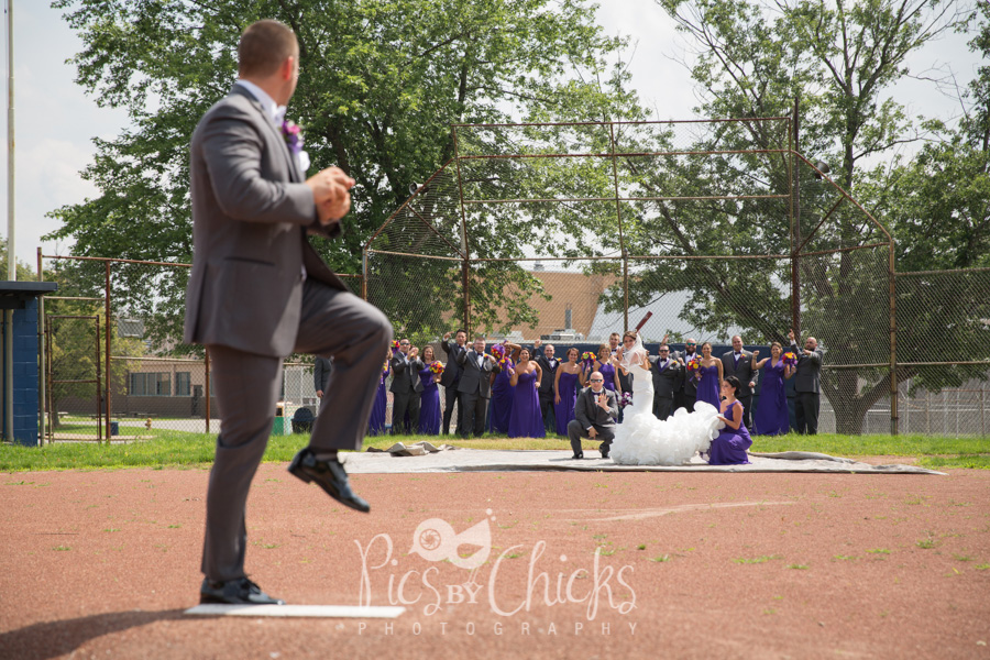 baseball themed wedding photo, high school wedding photo, pics by chicks photography, pittsburgh wedding photography, beaver county wedding photographer, beaver county wedding photography
