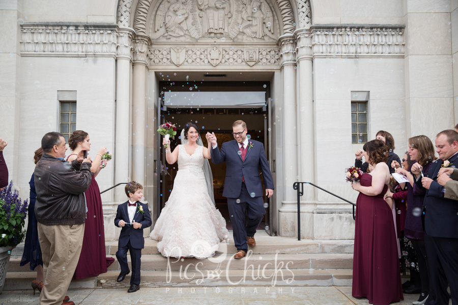 Wedding photo of bubble exit at Pittsburgh church Wedding photo of bubble exit at Pittsburgh church