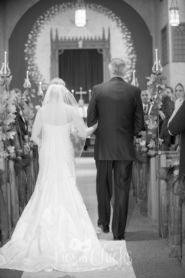 bride & dad walking down the aisle. wedding ceremony photo by pics by chicks photography