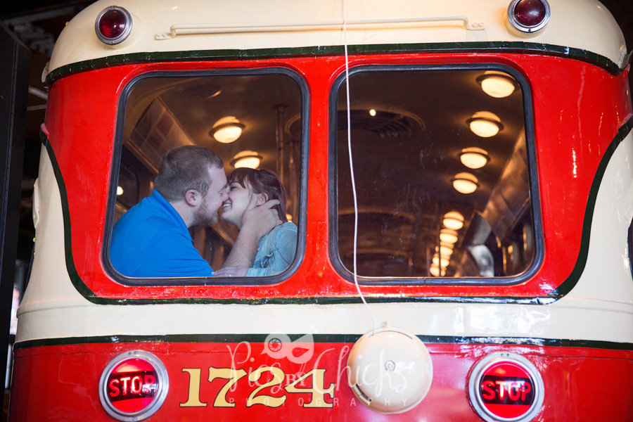 engagement photos at Heinz History Center & Strip District