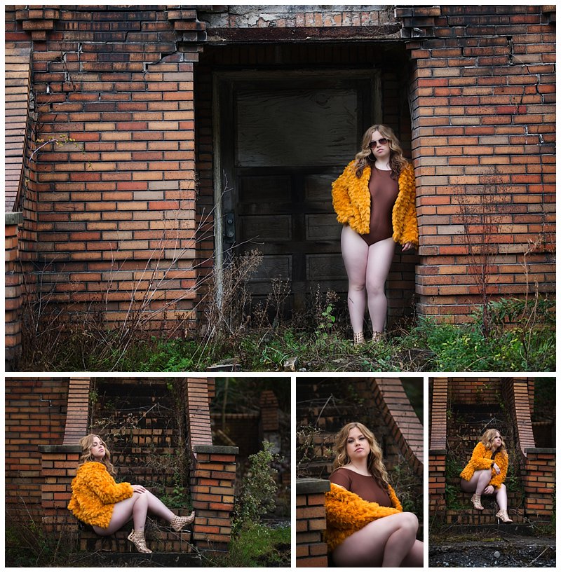 pittsburgh boudoir photographer outdoor session in abandoned location