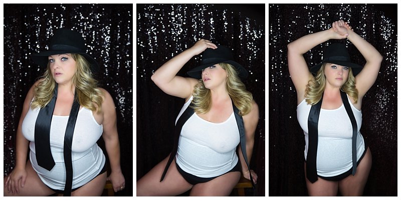 black hat, tie and tank top boudoir photo against sequin background - boudoir photography pittsburgh black hat, tie and tank top boudoir photo against sequin background - boudoir photography pittsburgh