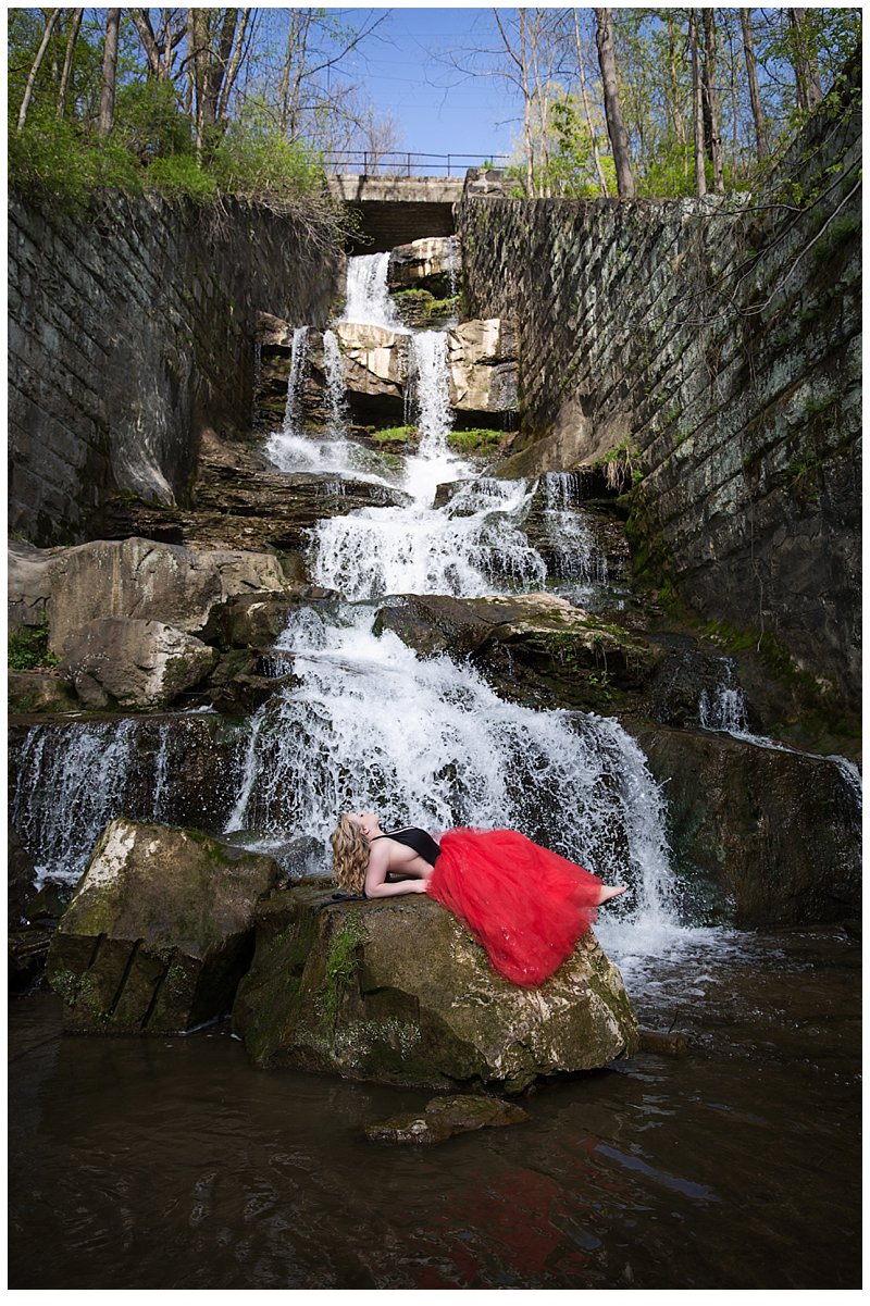 outdoor boudoir photo shoot in waterfall - Pittsburgh boudoir photography
