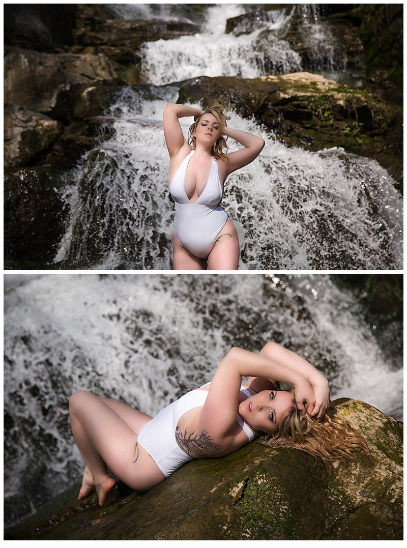 outdoor boudoir photo shoot in waterfall - Pittsburgh boudoir photography