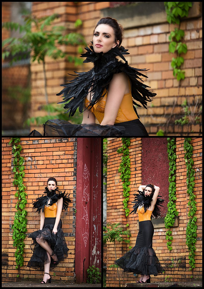 outdoor boudoir images of woman with black feather collar by pics by chicks photography outdoor boudoir images of woman with black feather collar by pics by chicks photography