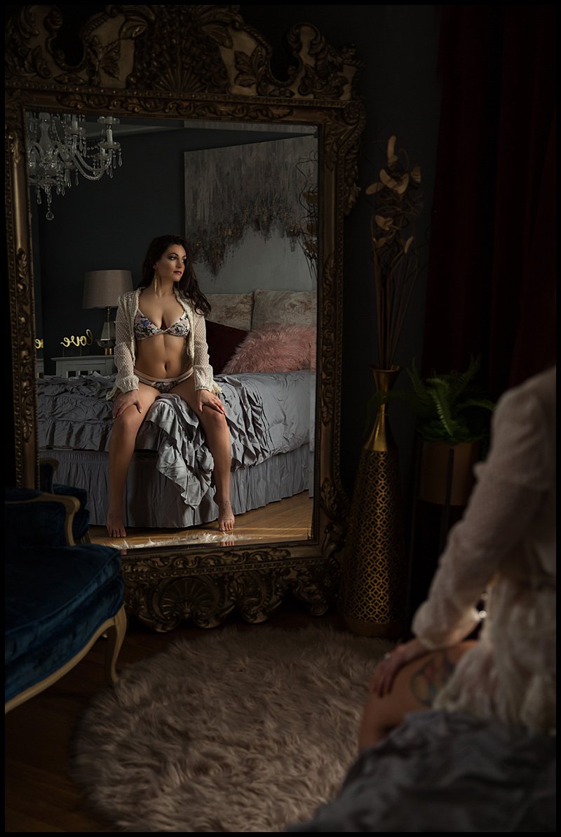 pittsburgh boudoir photography grand mirror in bedroom set floral lingerie pittsburgh boudoir photography grand mirror in bedroom set floral lingerie