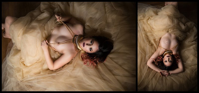 styled boudoir photo shoot pittsburgh, tulle skirt and gold necklace