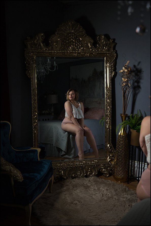pittsburgh boudoir photography woman in lingerie reflection in mirror pittsburgh boudoir photography woman in lingerie reflection in mirror