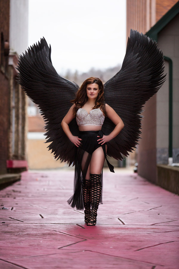 boudoir photography pittsburgh with black wings in city photo shoot boudoir photography pittsburgh with black wings in city photo shoot