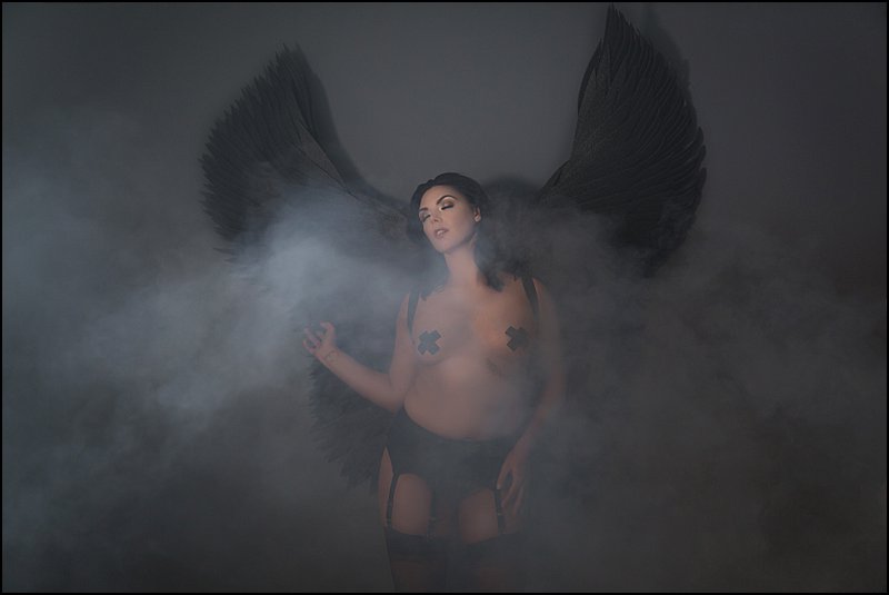 black fantasy wings with fog at boudoir photography pittsburgh pics by chicks black fantasy wings with fog at boudoir photography pittsburgh pics by chicks