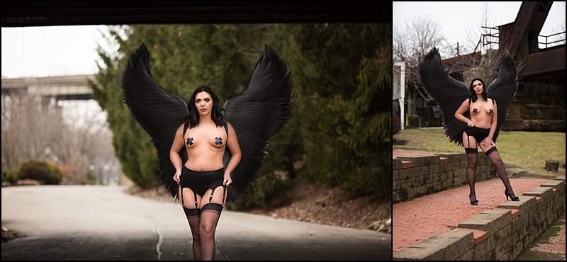 black wings and garter belt stockings with boudoir photographer maura chick black wings and garter belt stockings with boudoir photographer maura chick
