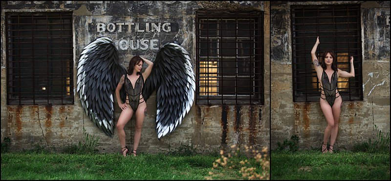 boudoir photos pittsburgh outdoor boudoir session with gray and silver wings
