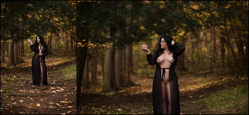 pittsburgh boudoir photo shoot outside in woods, boudoir photography customized to each client, Maura Chick Studios