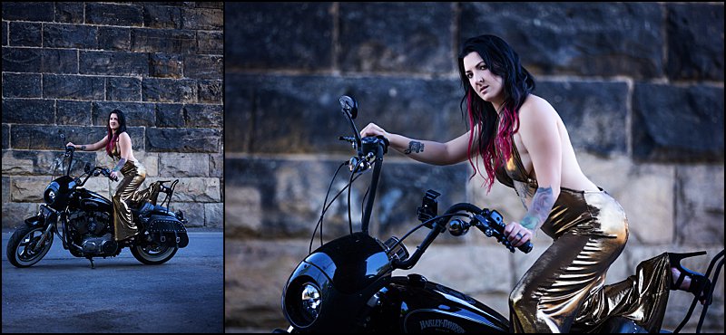 motorcycle boudoir photo shoot in pittsburgh