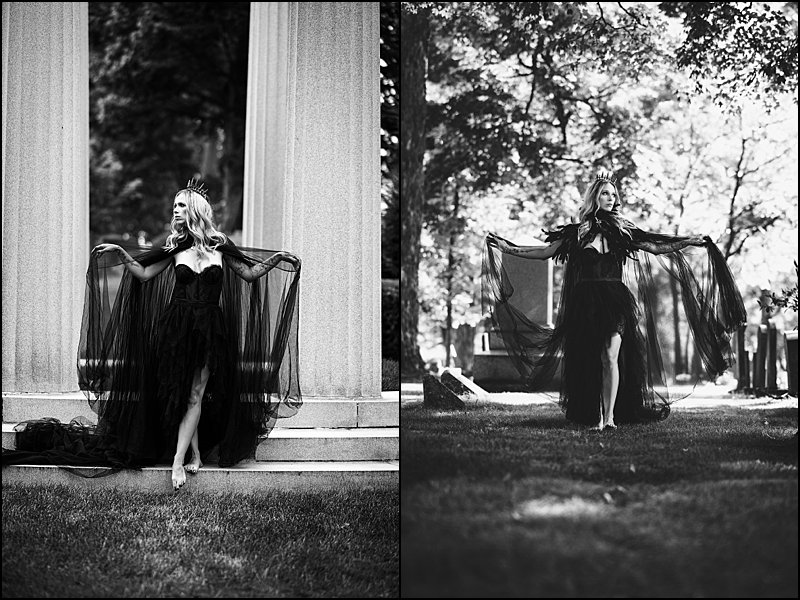 witchy inspired photo shoot, halloween photo shoot in pittsburgh in cemetery in black tulle dress with crown, boudoir photos Pittsburgh, fantasy boudoir photography witchy inspired photo shoot, halloween photo shoot in pittsburgh in cemetery in black tulle dress with crown, boudoir photos Pittsburgh, fantasy boudoir photography