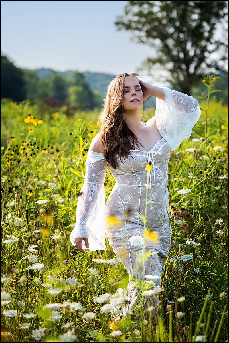 boudoir photos outside in wildflower field during summer, photo shoot with Maura Chick Studios Pittsburgh's Premier Boudoir Photographer boudoir photos outside in wildflower field during summer, photo shoot with Maura Chick Studios Pittsburgh's Premier Boudoir Photographer